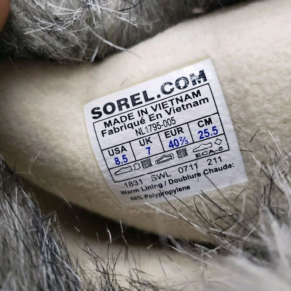 Sorel Tofino Distressed Womens 8.5 Gray Waterproof Lace Up Faux Fur Winter Boots - Picture 9 of 13